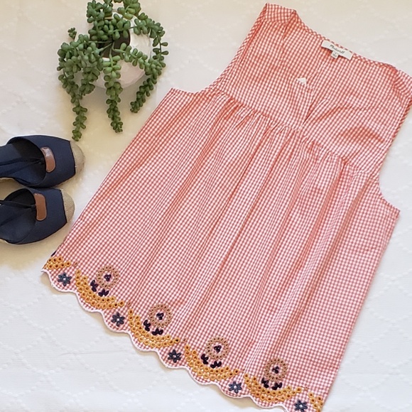 Madewell Tops - 🌵🌵SALE🌵Madewell Embroidered Gingham Tank Top